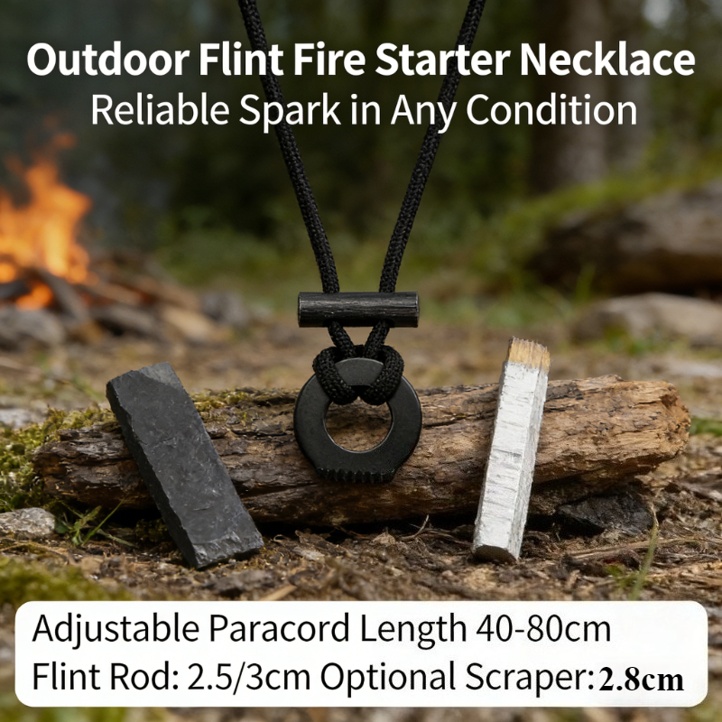 Fire Piston Starter - New Portable Paracord Survival Necklace Integrated