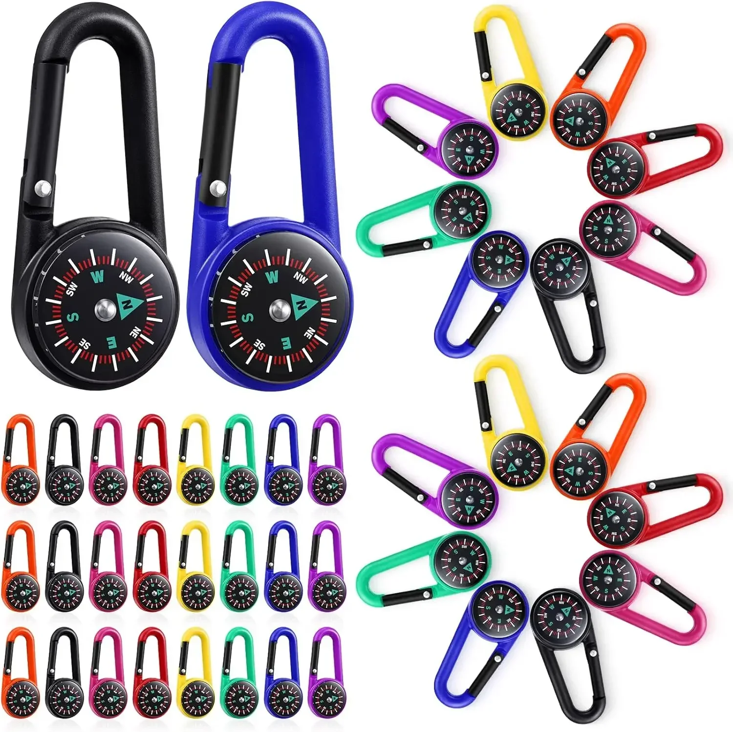 32 Pcs Compass Keychain Set fo - مراجعة Outdoor Adventure Kids Party وسعره