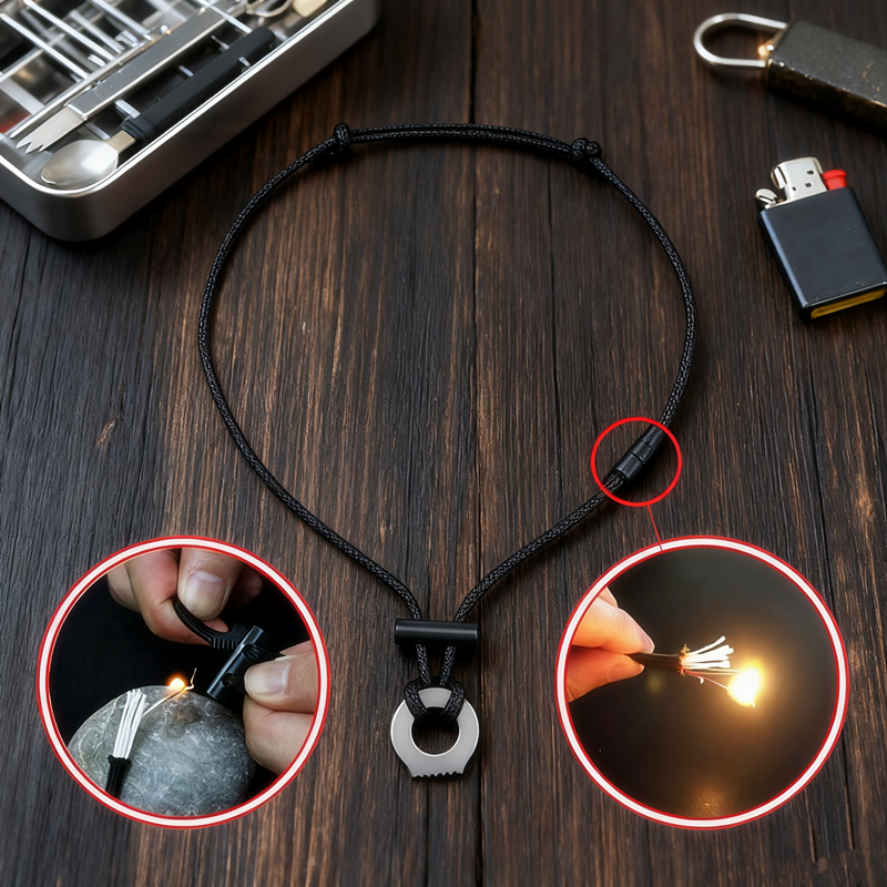 New Portable Paracord Survival - مراجعة Fire Piston Starter وسعره