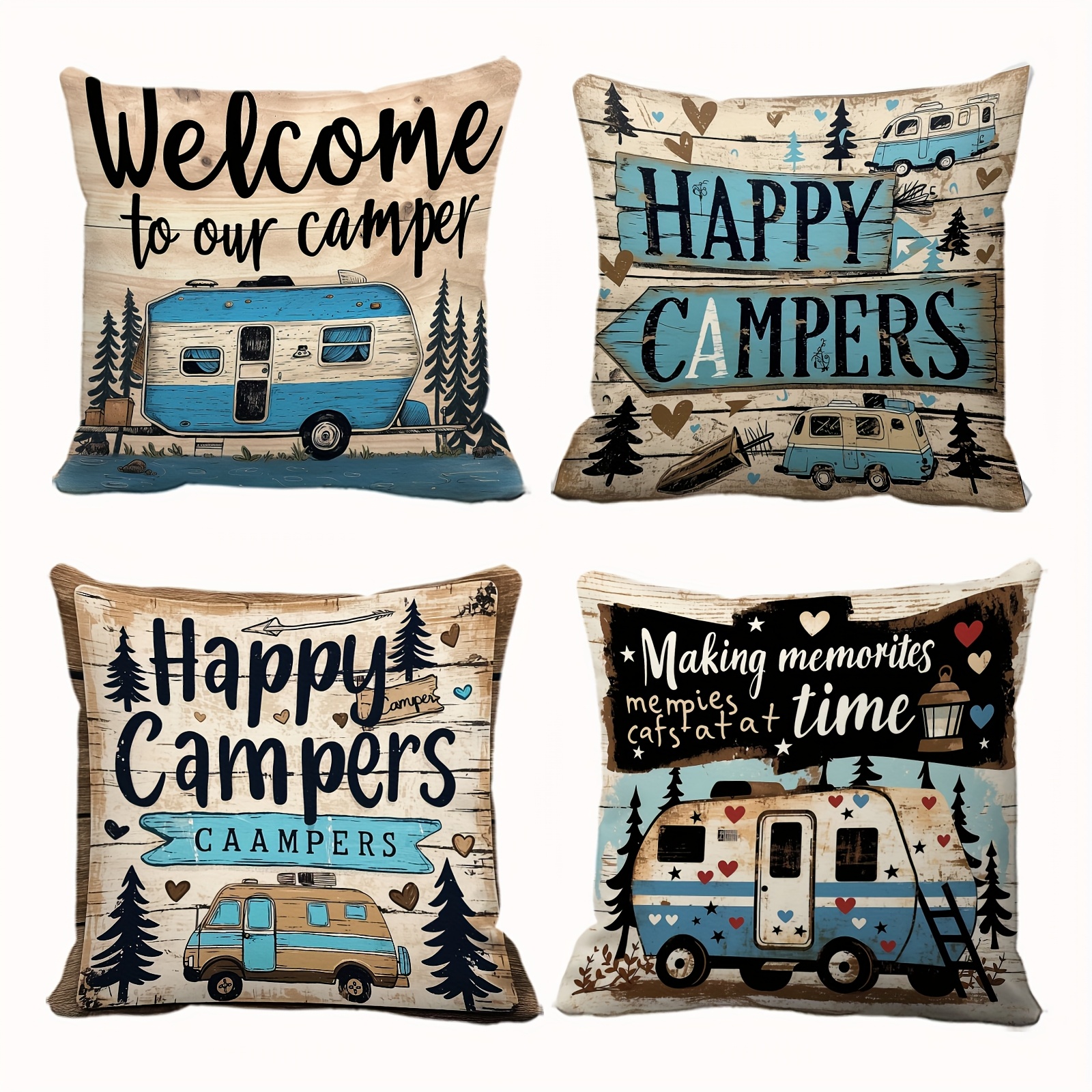 Vintage Country Camping Pillow - مراجعة Outdoor Adventure Vans وسعره