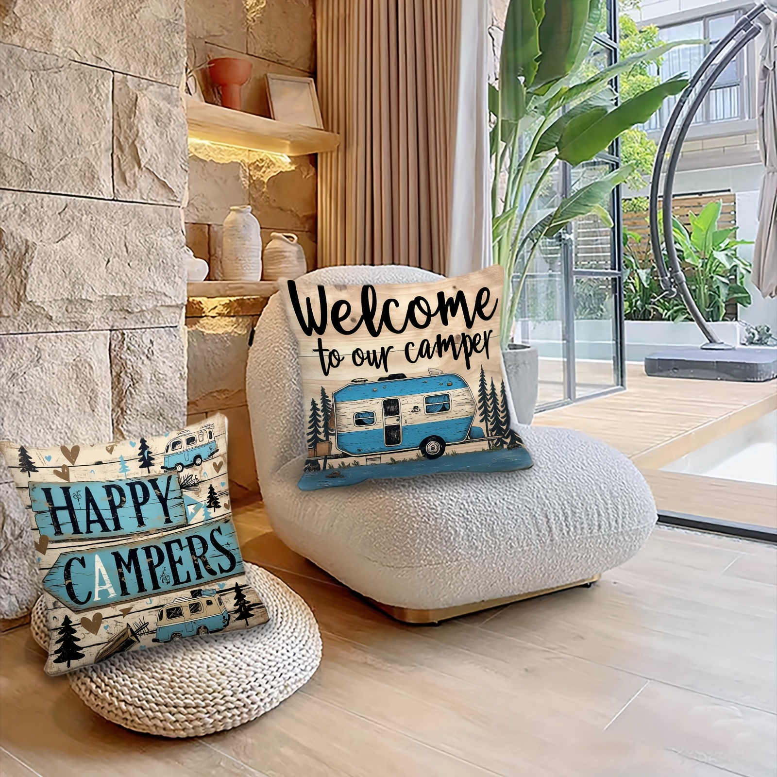 Vintage Country Camping Pillow - مراجعة Outdoor Adventure Vans وسعره