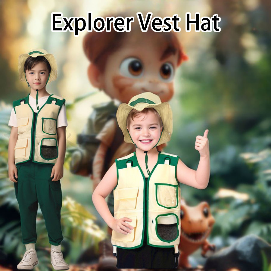 Kids Camping Explorer Vest Hat - مراجعة Outdoor Adventure Kids Party وسعره